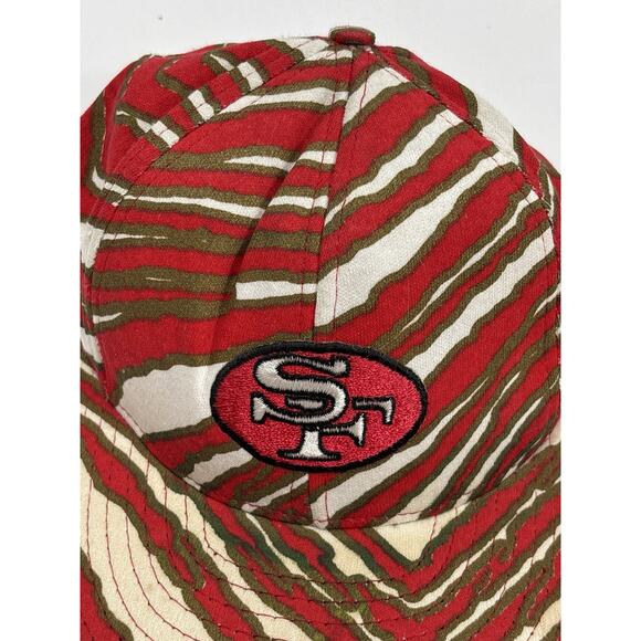 Vtg 90s‎ Zubaz San Francisco 49ers Tiger Print NFL Snapback Hat Cap Made in USA - Picture 2 of 7